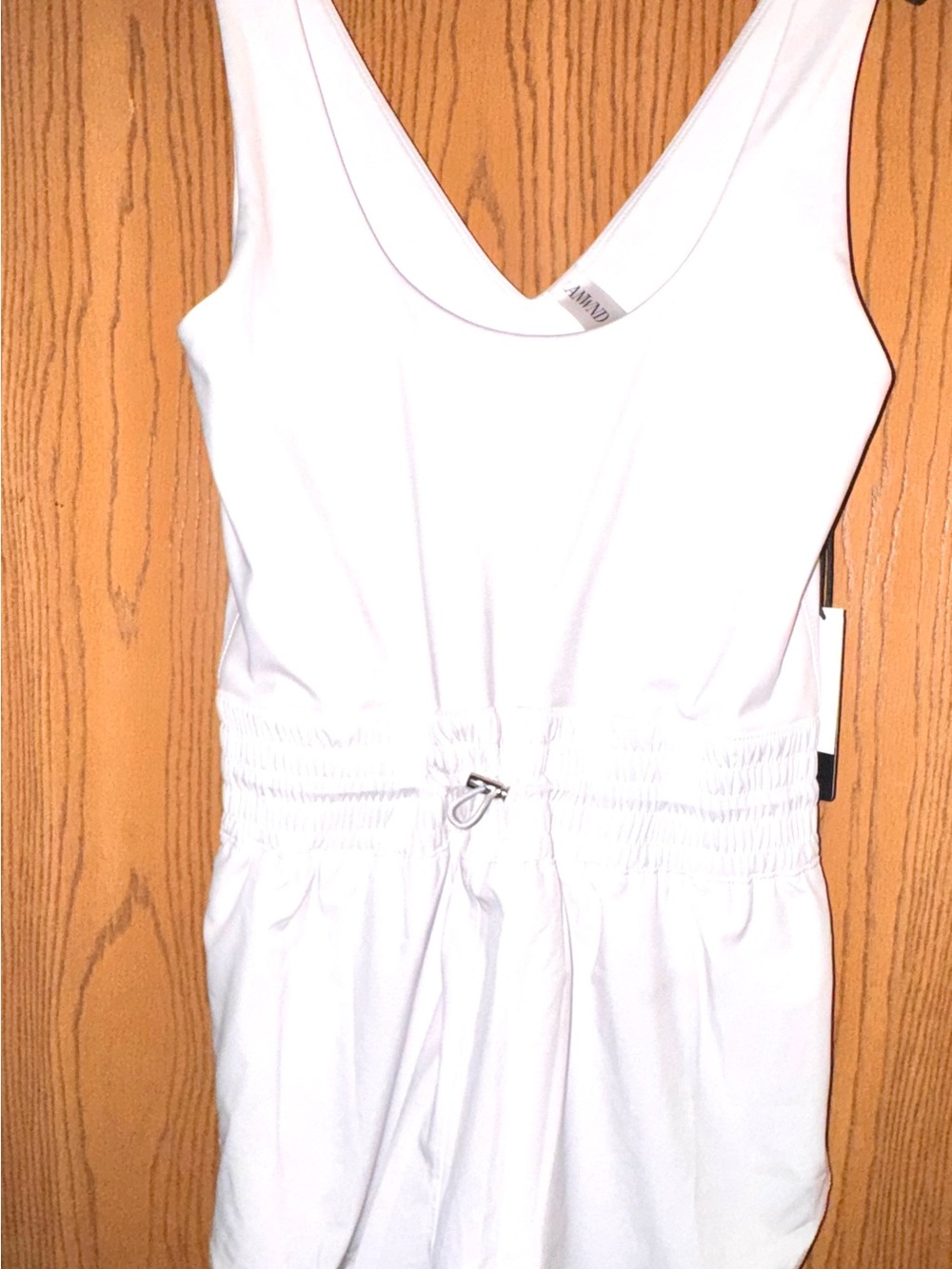 ANWND White Sleeveless Drawstring Romper fully lined Sz Large NWT
